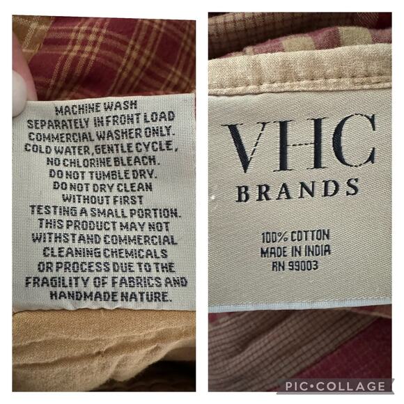 VHC BRANDS Cotton Patchwork Quilt Red Gingham & Plaid size King - Picture 11 of 16